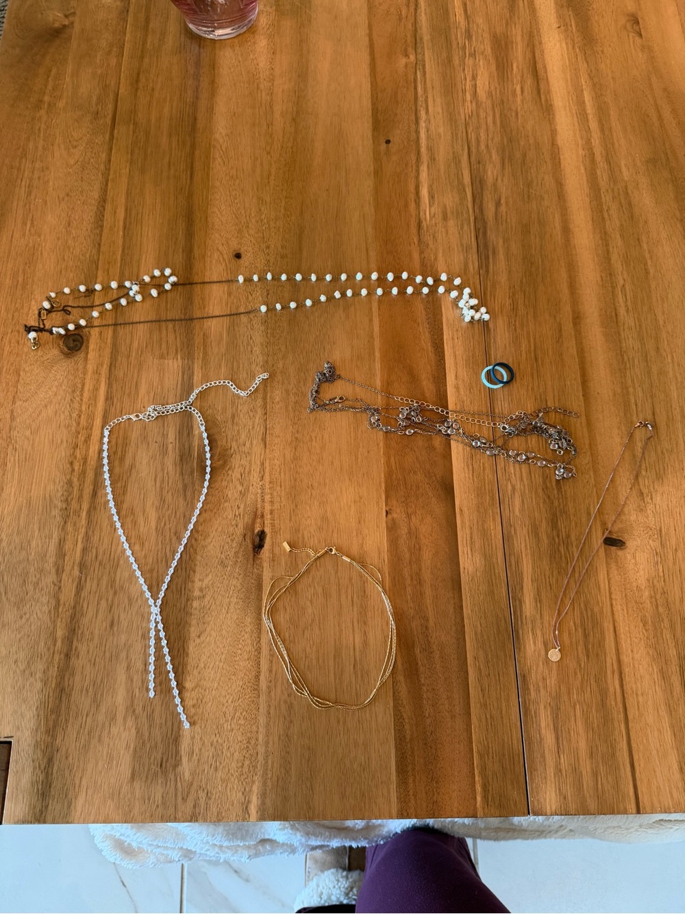 Mixed Metal Women's Necklace Set in Gold and Silver (5 necklaces, 2 rings)